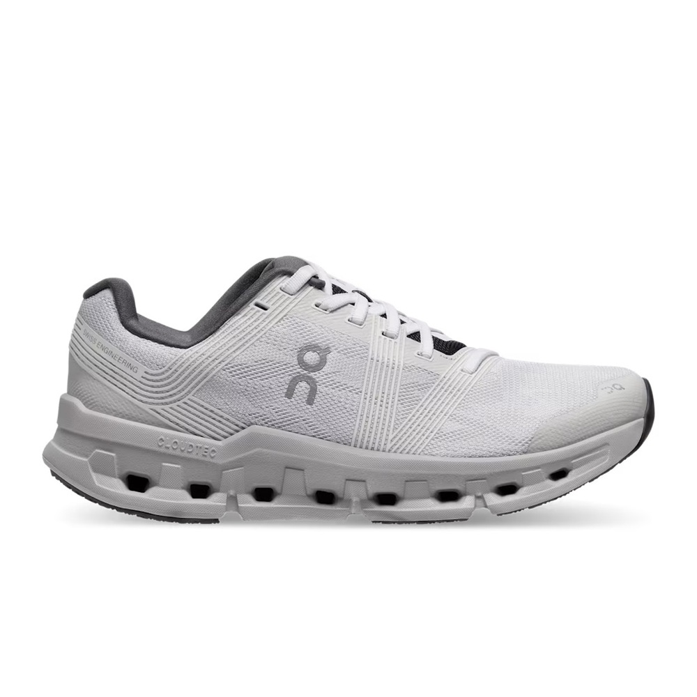On Running Cloudstratus White and Gray Sneakers